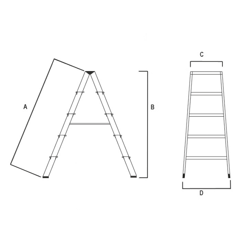 Scala in vetroresina a doppia salita con paraginocchia e