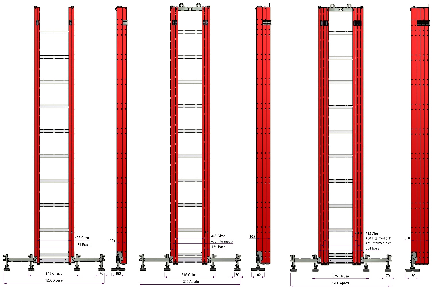 IR Scale a sfilo in vetroresina manuali 2 x 6 pioli