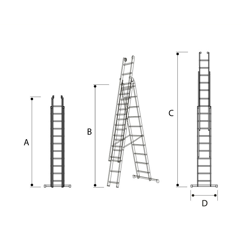 Scala in vetroresina componibile in 3 tronchi 6 gradini